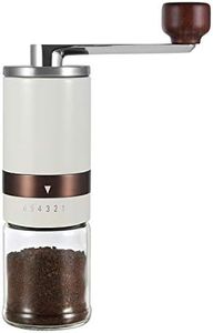 Vucchini Macinacaffè Manuale con Ruvidità Esterna Regolabile,Acciaio Inossidabile, Mola Conica in Ceramica, Bianco Latte, Mulino Portatile