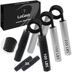 LoGest Metal Hand Grip Set, No Slip Heavy-Duty Finger Strengthener with Gift Box, Great Wrist & Forearm Exercise, for Home Office & Gym Use, for Beginners to Professionals (100LB-150LB-200LB (3Pack))