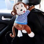 Mrinb Cute Monkey Tissue Box For Car Hanging Type Unique Monkey Tissue Box Holder Cartoon Monkey Paper Towel Storage Box