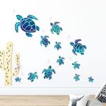 12 Pieces Bathroom Stickers Sea Turtle Wall Decals Ocean Decals Waterproof Wall Sticker Decoration Wall Ornaments Tile Stickers for Home Office Living Room