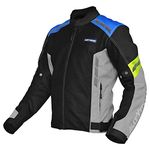 Allextreme TURBO Unisex All weather Adult Motorcycle Riding Jacket with Impact Protection Back & Elbow Guard Reflective Stickers and Abrasion Resistance (3XL, Neon Green Blue)