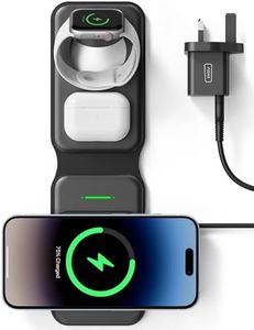 INIU Wireless Charger, 3 in 1 Wireless Charging Station Magsafe Charger, Qi Certificate Multi Charger Stand Travel Friendly for iPhone 16/15/14/13/12 Pro Max Apple Watch Ultra AirPods 4 3 Pro etc.