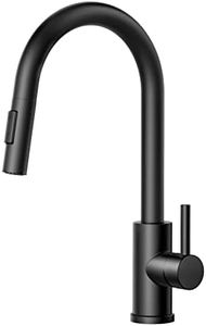 FORIOUS WELS Kitchen Taps, Kitchen Taps Mixer with High Arc Spout Swivels 360° Single Handle Two Spray Function, Matte Black