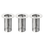 uxcell 3Pcs Bathroom Sink Strainer, Fit for Diameter 1.42"-2" Drain Hole, 80mm/3.15" Deep Stainless Steel Sink Strainer for Shower Drain and Floor Drain