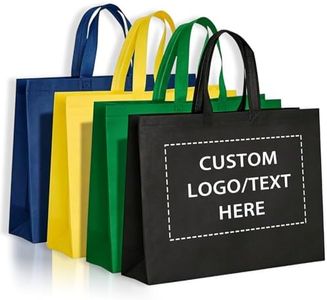 Wubaijin Custom Logo Non-Woven Tote Bags 50–1000 pack, Washable & Reusable, 15” W x 12” H x 4” Perfect for Trade Shows, Corporate Gifts, Retail & Promotional Events (Horizontal