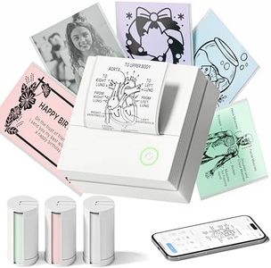 TYPONOS Sticker Printer, PM290 Mini Printer, Bluetooth Sticker Maker Machine with 3 Rolls Paper, Mini thermal printer for Study Notes, Journal, Lists, Pictures, DIY Gifts for School Office Home, White