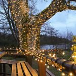 Festive Lights - ConnectPro Outdoor LED Fairy Lights - Connectable IP65 Rubber Black Cable | Wedding, Christmas, Garden, Commercial - No Plug (10m, Warm White)