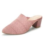 Denill Women Knitted Upper Block Heels Sandal (Peach) UK-3