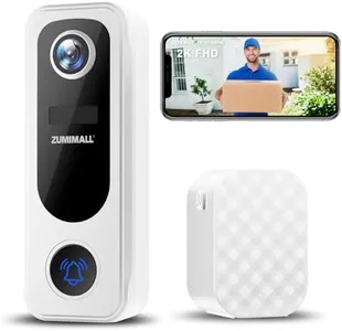 ZUMIMALL Doorbell Camera Wireless, Video Doorbell Wireless with Chime, 2 Way Audio, Voice Changer, 30s Voice Message, Anti-Theft, AI Detection, 2.4Ghz WiFi Only, Battery Powered, Work with Alexa,White