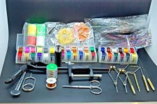 Olax Fly Tying Tools Materials Kit with Vise, Thread, Tinsel, Floss, Hackle, Whip, Wire