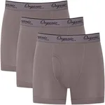 Organic Signatures 3-pack Soft Comfortable Mens 100% Organic Cotton Boxer Briefs (Small, Grey)