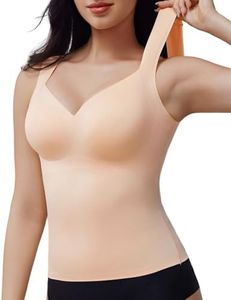 USEASY Sleeveless Shapewear for Women Shaper Tanks for Women Shapewear Tops Wide Strap Tank Top Slimming Bodysuit Beige M