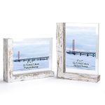 Lavezee 5x7 Picture Frames Set of 2, Double Sided Frame with Distressed White L Shaped Horizontal Vertical Holder Stand for 5 by 7 Photo Art, Desktop or Tabletop Decor