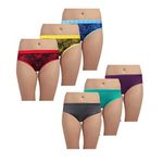 Pihu Women's Panty/Hipster/Briefs Printed Multicolour Pack of 6 (Anuska_Lykra11, Large)