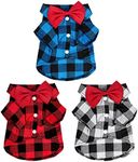 Tongcloud 3 Pack Plaid Puppy Cat Shirt Cute Dog Shirt Cat Shirt Dog Plaid Shirt Dog Shirts for Extra Small Dogs Cats Birthday Party and Holiday Photo