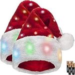 Winks Novelty Plush Santa Hat - Light Up, Funny Christmas Hats for Kids & Adults