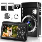 Digital Camera - 4K 44MP UHD Digital Cameras - Autofocus Point and Shoot Camera for Photography with 16X Digital Zoom - Compact Small Camera with 32GB SD Card, 2 Batteries for Teen Kids Boys Girls