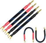 UCINNOVATE 4 x HiFi OFC Speaker Jumpers Wire, 21cm 8.2" Speakers Jumper Cable with Spade Speaker Cable Bridge Bi-Wire Jumper Spade to Banana Plugs, 11AWG Bi-wired Speaker Cables to Speaker Terminals