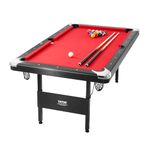 VEVOR Billiard Table, 6.3 ft Portable Foldable Space-Saving, Black with Red Cloth, Perfect for Family Game Room, Kid Adult