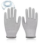 BIKIBOON Grounding Gloves Containing Silver Fiber Nylon Static Relief Pressure Touch Screen Gray One Size Available 1 Pair (Includes Grounding Wire)