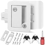 RV Entry Door Lock, Camper Lock, Travel Trailer Door Latch, RV Lock Replacement Kit with Paddle Deadbolt 4 Keys, for Camper Horse Trailer Cargo Hauler Truck, White