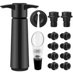 AUROAY Wine Saver with 10 Vacuum Stoppers, Aerator Pourer, Foil Cutter, Reusable Wine Accessories, Vacuum Wine Stopper Kit (1+13) to Keep Wine Fresh