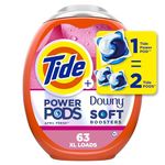 Tide Power PODS 2-in-1 Laundry Detergent Pods with Downy Soft Boosters, Lasting Freshness with April Fresh Scent, Laundry Soap Pods, 63 Count