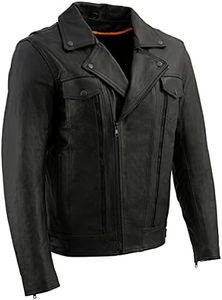 Milwaukee Leather LKM1760 Men's Black Leather Motorcycle Riders Jacket w/Multi-Utility Pockets - 3X-Large