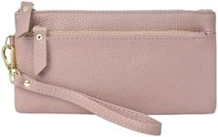 NGIL Genuine Leather Wristlet Zippered Wristlet for Women, RFID Blocking Wallet, Wristlet Wallet, Coin Wallet, Wristlet Wallets for Women, Real Leather Wristlet (Baby Pink)