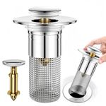 MAKABEE 1Pcs Pop Up Bathroom Sink Drain Strainer Hair Catcher, Stainless Steel Floor Drain Filter with Removable Stainless Steel Basin Drain Filter, Sink Stopper Replacement for 1.1-1.45 Inch