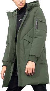 Pioneer Camp Men's Winter Coats Water-Repellent Windproof Thicken Parkas Long Hooded Padded Puffer Jacket (Dark Green, XL)
