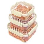 BELLE VOUS 3 Pack of Plastic Food Storage Containers with Lids - 530ml, 950ml, 1500ml/18.5oz, 32oz & 51oz - Reusable BPA-Free Leakproof/Airtight Boxes - Microwave/Freezer/Dishwasher Safe