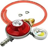 37mb Propane Gas Regulator With Pressure Gauge & 1 M Hose Kit With 2 Clips 37mbar POL