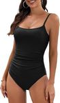 TATAIYA Women's Tummy Control Adjustable Straps One Piece Swimsuit (Black_SWM05_M)