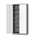 LISSIMO Metal Garage Storage Cabinet - 71" Tall Metal Storage Tools Cabinet with Adjustable Shelves & Locking Doors (Grey-White)