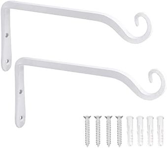 LOOGI Hanging Plant Bracket, Wall Hook Plant Hanger 10 Inch Decorative Hooks for Indoor Planter Lantern, Outdoor Bird Feeder Wind Chime, 2 Pack White