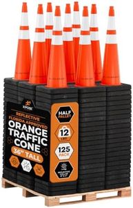 36" Florida DOT Approved Traffic Cone – Heavy Duty 12lb Orange PVC Cone with 6" & 4" Reflective Collars, Bulk Half Pallet 125-Pack – Ideal for Parking, Construction, Roads -Custom Stenciling Available