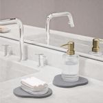 Navaris Diatomaceous Earth Tray Small Set - Trays for Kitchen Soap Bathroom Sink - Water Absorbent Diatomite Pads - Stone Coaster Quick Dry - Grey