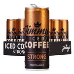 Strong by Jimmy's Iced Coffee | Extra Shot Strong Espresso Flavour | Multipack of 12 x 250ml SlimCans | Flat White Cold, Brewed Coffee with Rainforest Alliance Single Origin Arabica Coffee Beans