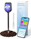 8-in-1 Soil Tester with APP Monitoring, Soil Moisture pH Meter, Light, Salinity, Fertility, EC, Temperature, Humidity Soil Test Kit for Garden, Farming, Lawns, Indoor & Outdoor Plants. (8in1ca)