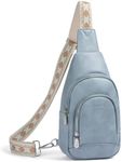 BOSTANTEN Sling Bag for Women Crossbody Purse Crossbody Bag Leather Chest Bag with Adjustable Guitar Strap for Travel, Light Blue