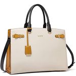 BOSTANTEN Briefcase for Women 15.6 Inch Genuine Leather Laptop Briefcase Shoulder Work Tote Bag Purse Beige