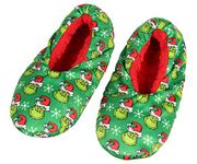 Bioworld Dr. Seuss The Grinch That Stole Christmas Slippers Santa Grinch Slipper Socks with No-Slip Sole For Women Men, The Grinch, X-Large