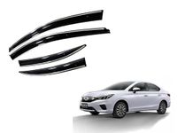 ShopClub Front Rear Left and Right Unbreakable Chrome Line Door Window Visor Wind Rain Guard Deflector Trim Compatible with Honda City (2020-2022)