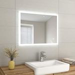 EMKE Led Bathroom Vanity Mirror - Thin Bathroom Wall Mounted Makeup Mirror with LED Lights, Touch Switch, Demister Pad Waterproof IP44 80x60cm(800 x 600 x 35 mm)