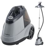 True & Tidy® - Standing Garment Steamer, Heavy Duty with Over 90 Minutes Steam Time, for Home and Commercial Use, 1800 Watts of Powerful Steam, Wheels for Easy Moving, 3 Settings