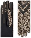 Isotoner Women's Water Repellent Touchscreen Chevron Heritage Spandex Gloves, Leopard-Smartdri, S-M