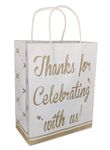 Arrow Paper Products Thank You Printed Paper Gift Bags For Return Gifts | Weddings | Birthday | Holiday Gifting & Presents (Size 17.78 X 7.62 X 22.86 Cm | Pack Of 30), White