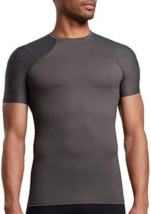 Tommie Copper Shoulder Support Shirt for Men, Posture Corrector Compression Shirt with UPF 50 Sun Protection Slate Grey