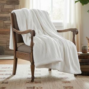 Tache White Ivory Super Soft Warm Polar Faux Fur with Sherpa Throw Bed Blanket Queen Size 90 x 90